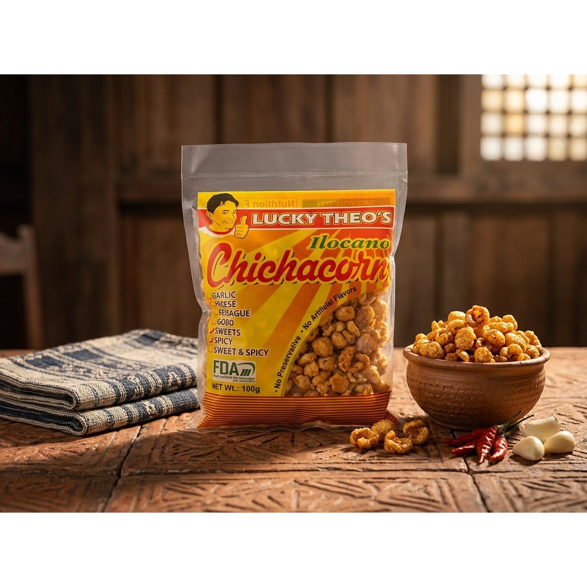 Ilocos Crunchy Chichacorn Garlic Flavor 90 Grams