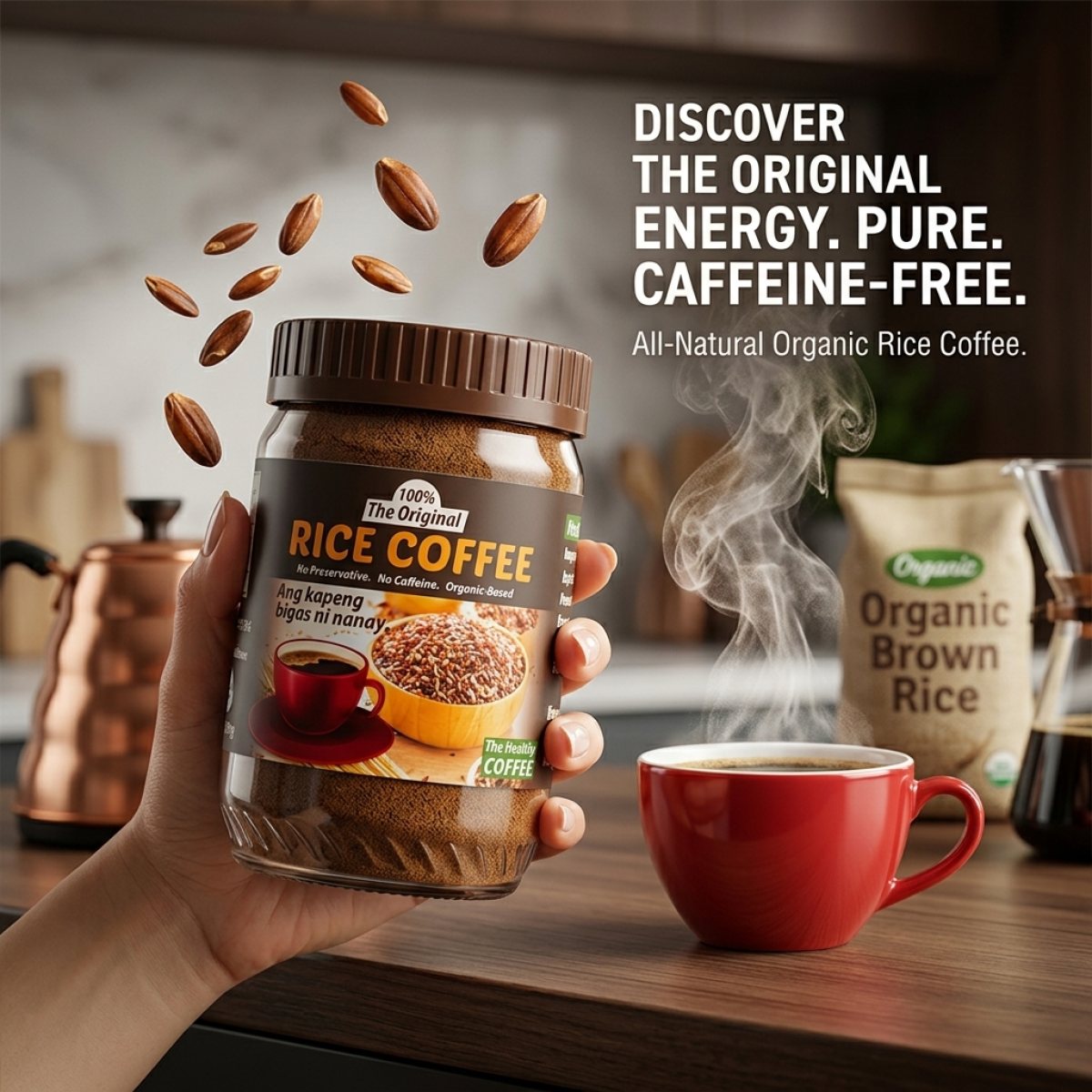 Original Rice Coffee 400g - Caffeine-Free Roasted Brown Rice Coffee Beverage product photo