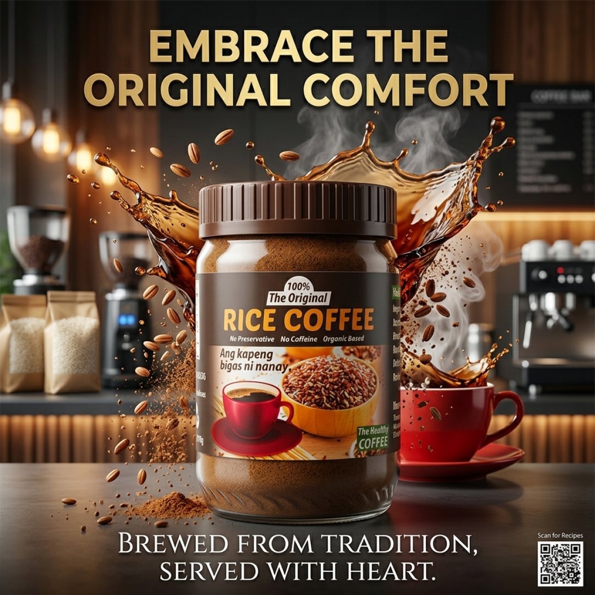 Original Rice Coffee 400g - Caffeine-Free Roasted Brown Rice Coffee Beverage product photo