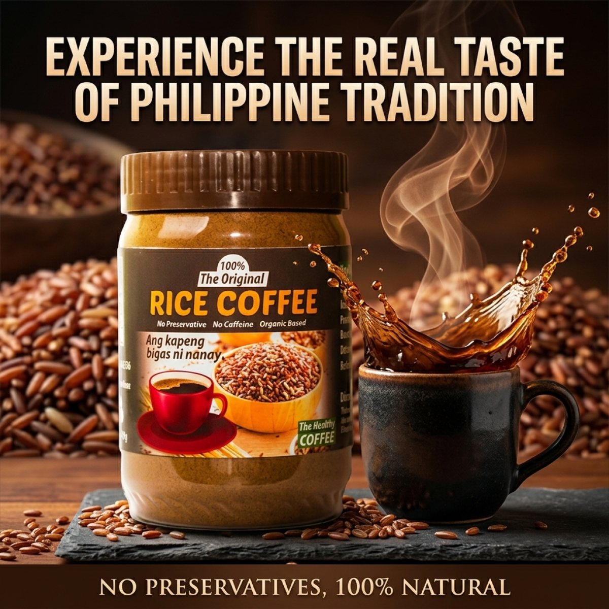 Original Rice Coffee 400g - Caffeine-Free Roasted Brown Rice Coffee Beverage product photo