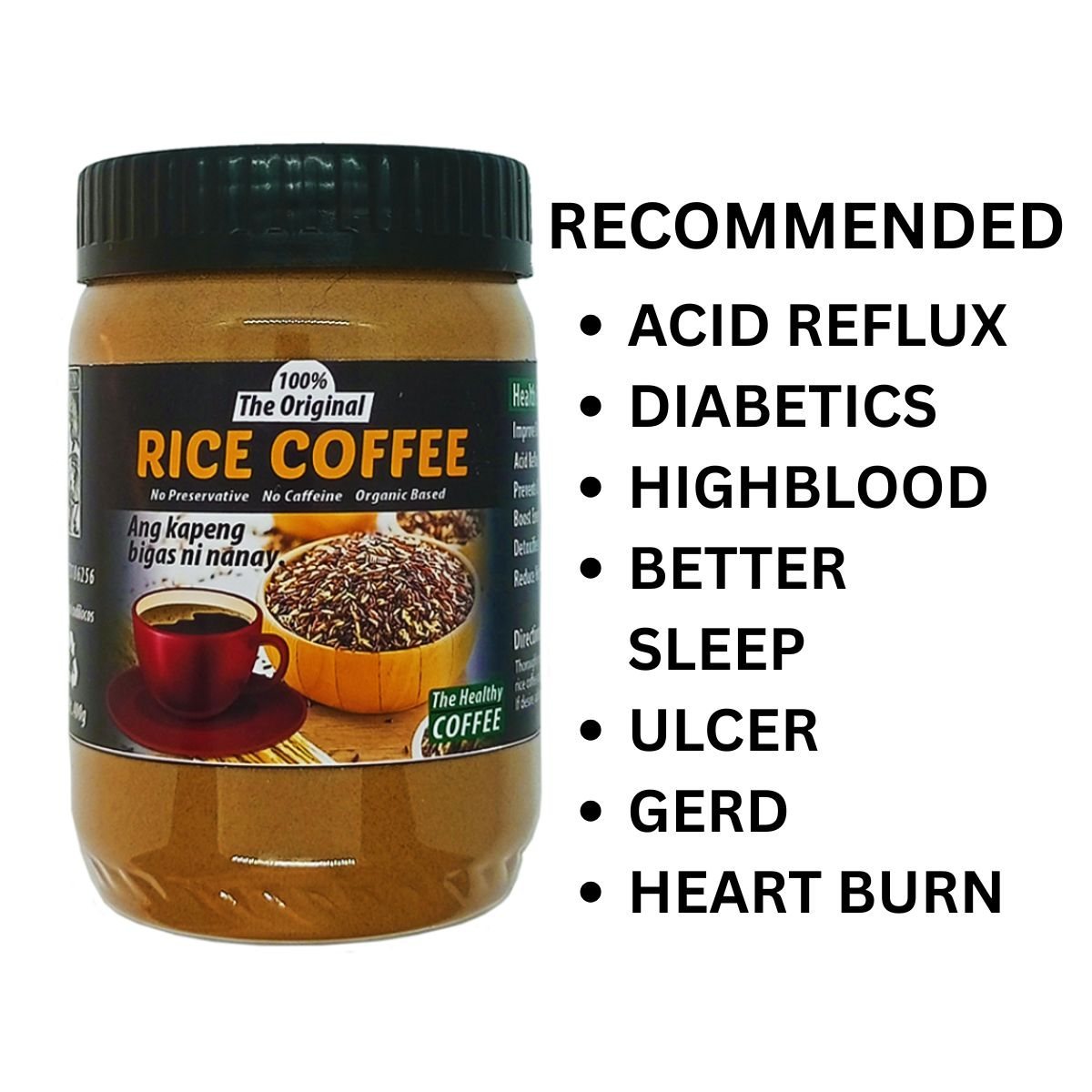 Original Rice Coffee 400g - Caffeine-Free Roasted Brown Rice Coffee Beverage