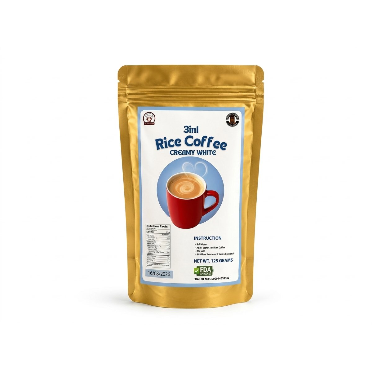 Rice Coffee Creamy White Sachet 3in1 125G product photo
