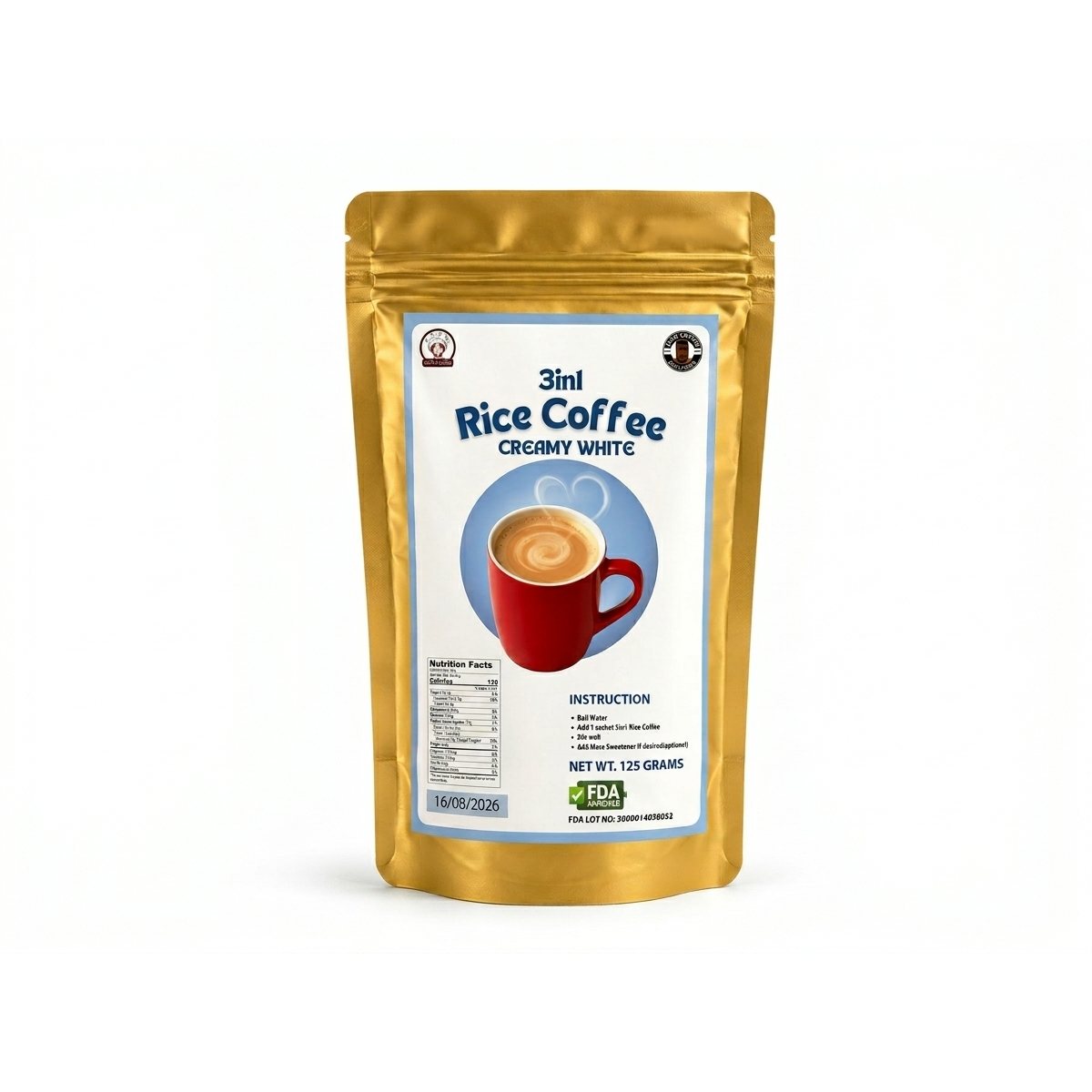 Rice Coffee Creamy White Sachet 3in1 125G product photo