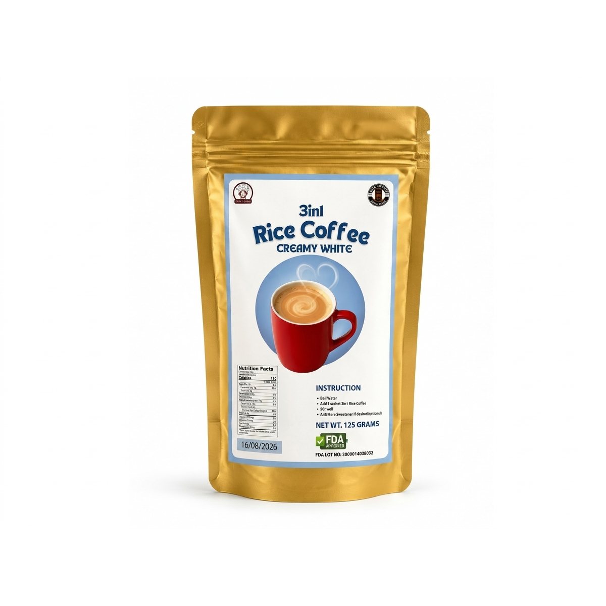 Rice Coffee Creamy White Sachet 3in1 125G product photo