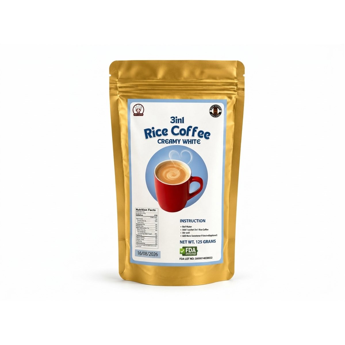 Rice Coffee Creamy White Sachet 3in1 125G product photo