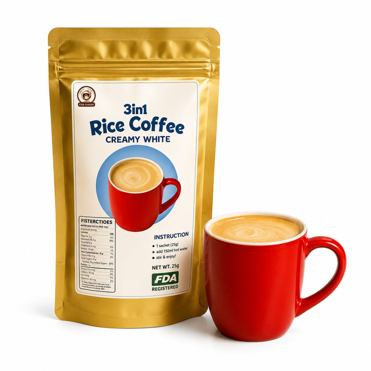 Rice Coffee Creamy White Sachet 3in1 125G