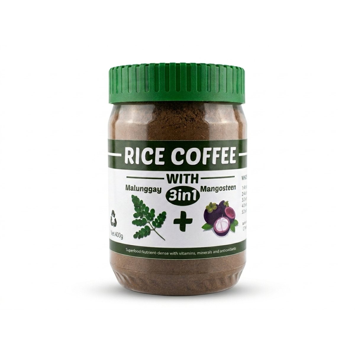 Rice coffee with Malunggay Mangosteen 400 Grams made in ilocos no caffeine product photo