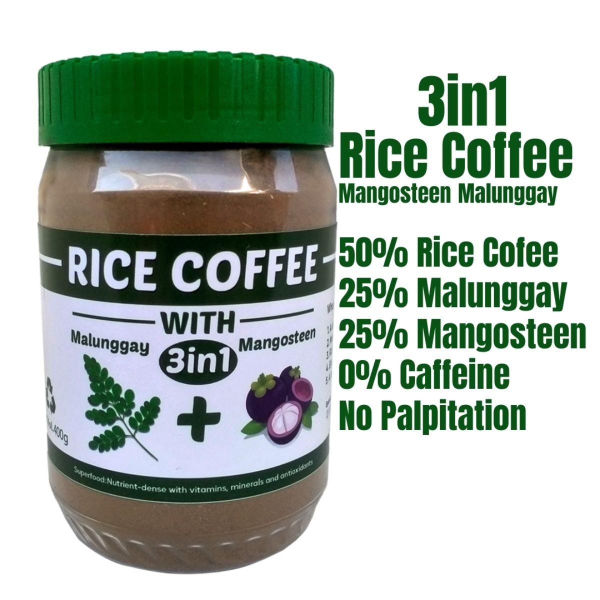 Rice coffee with Malunggay Mangosteen 400 Grams made in ilocos no caffeine
